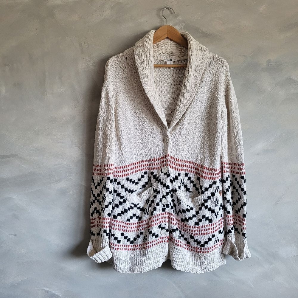 Paige Tribal Print Cozy Oversized Cotton Cardigan Size L